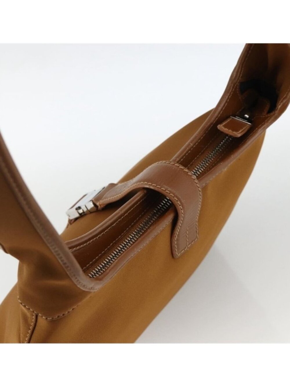 Authentic Salvatore Ferragamo Shoulder Bag Nylon Brown Silver - Picture 13 of 16